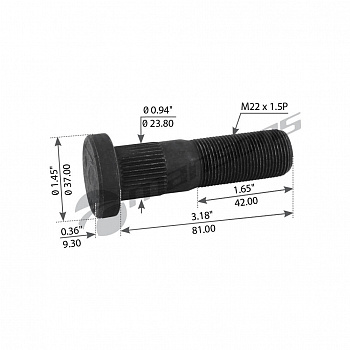 Болт крепления колеса (M22*1.5P, L-81, l-42)