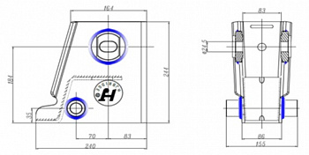 Кронштейн пневмоподвески HJ [H=244/184; палец Ø24,5]
