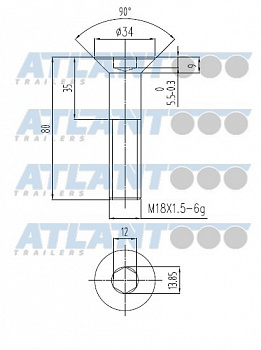 Болт пневмоподушки ATLANT [M18x1.5x80 L=45] LBT1240