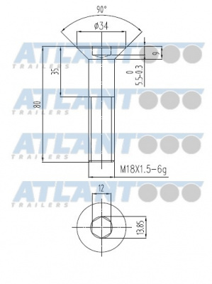 Болт пневмоподушки ATLANT [M18x1.5x80 L=45] LBT1240