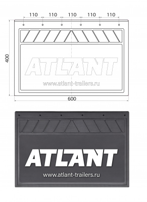 Брызговик 600*400 мм логотип ATLANT